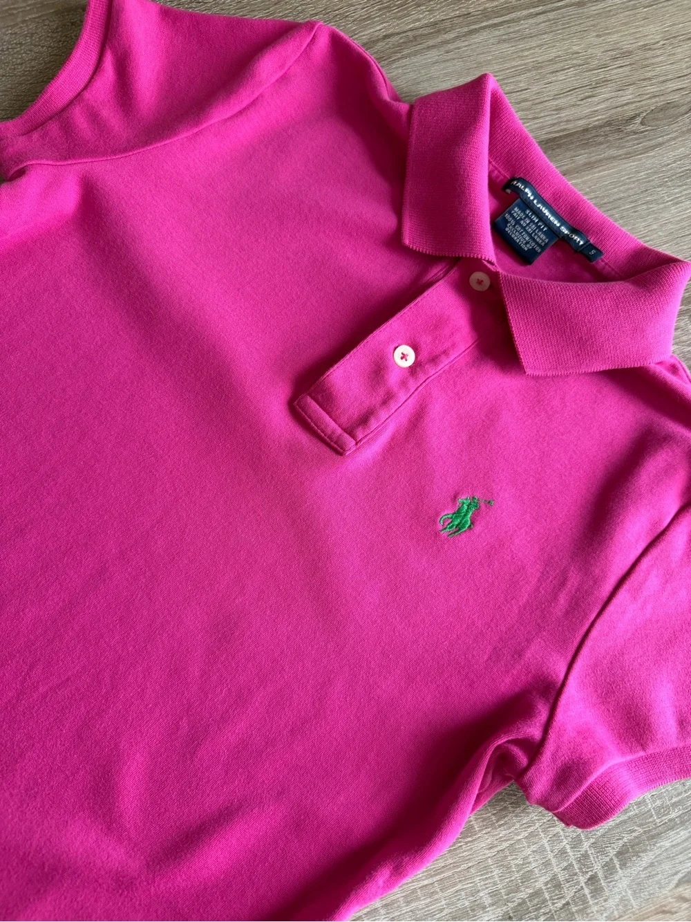 Ralph Lauren Sport Girls Bright Fuchsia Polo with Green Pony Small